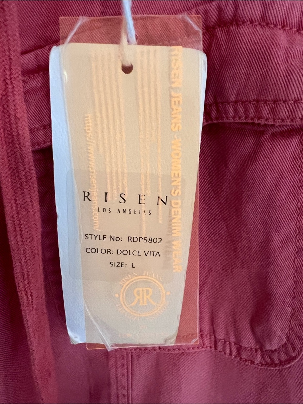 Risen Tencel Relaxed Cargo Pants Dolce Vita Pink Drawstring Size L NWT - Picture 11 of 11